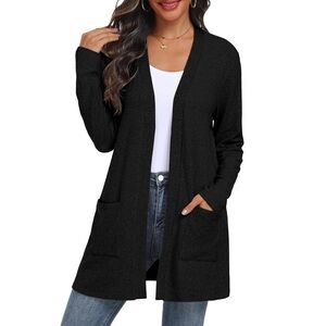 QIXING  Black Women's Cardigan Sweater